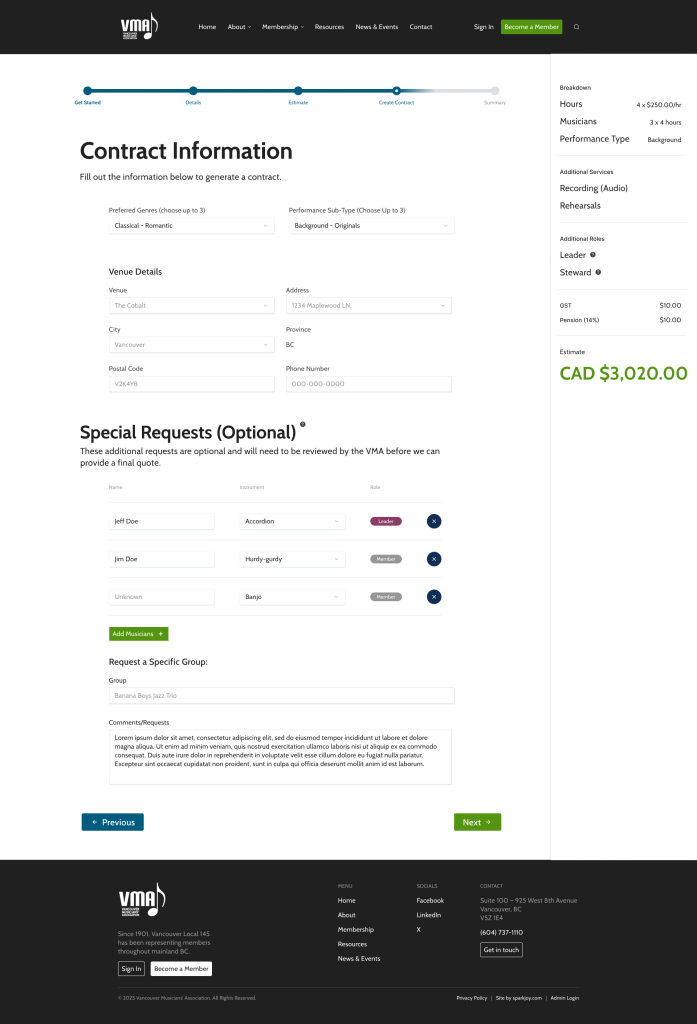 Gig Estimator – Details – Member